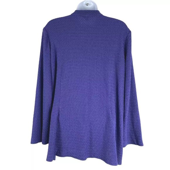 Misook Jacket Womens 0X Blue Purple Knit Acrylic Blend Silver Buttons‎ CJ-1673 - Picture 6 of 8